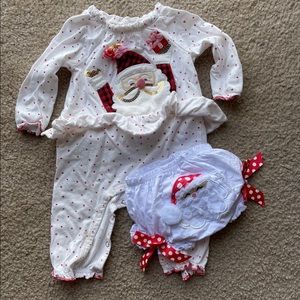Mudpie Christmas romper 3-6